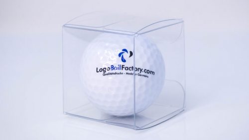 Verpackung für bedruckte Golfbälle. Die LogoBallFactory.com produziert für Sie schnell, preiswert und zuverlässig Logobälle.